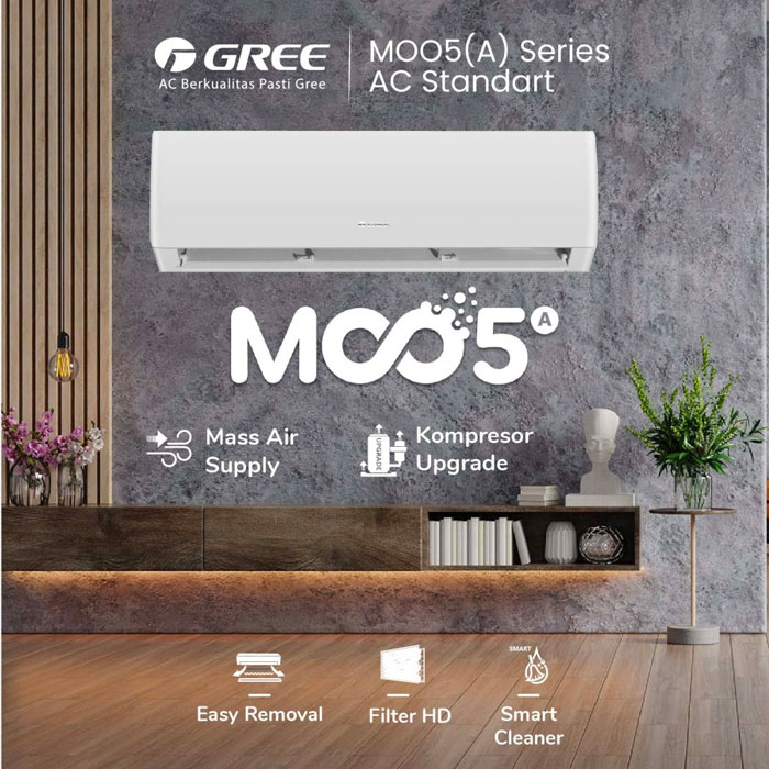 Gree AC Split ( AC Dinding ) Standard MOO5A Series 0.5 PK ( 1/2 PK ) R32 370 Watt - GWC-05MOO5A | GWC05MOO5A | 05MOO5 A